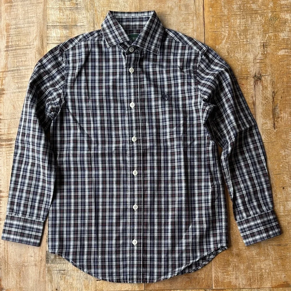 Ralph Lauren Boys Plaid Button-Down Shirt size 8